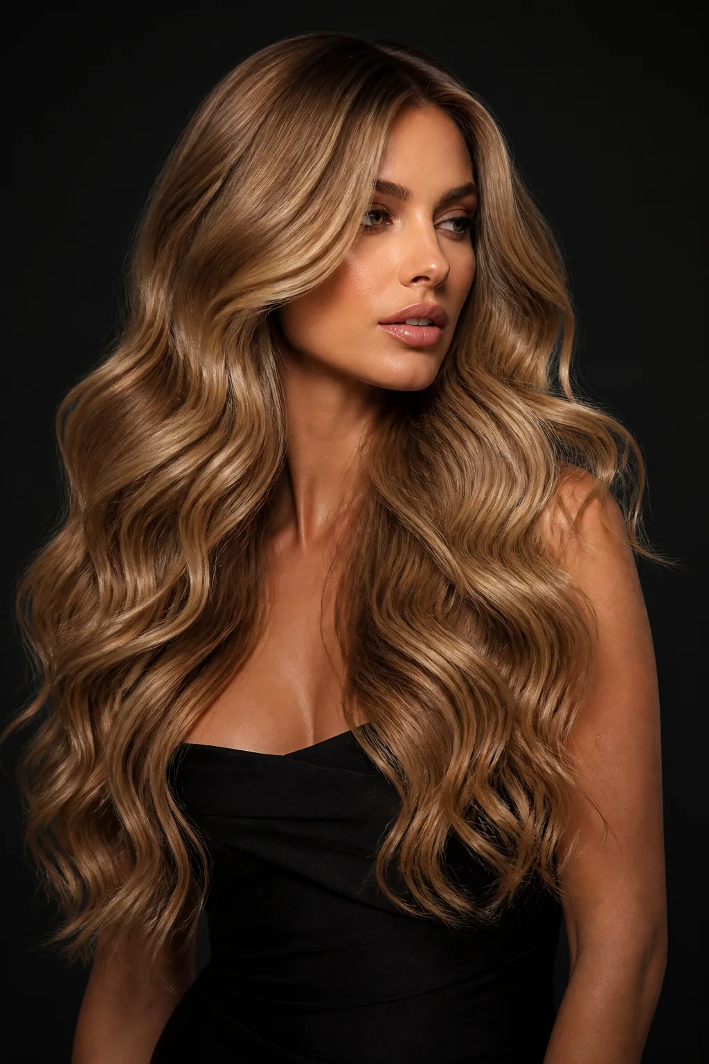 Honey blonde Hollywood waves